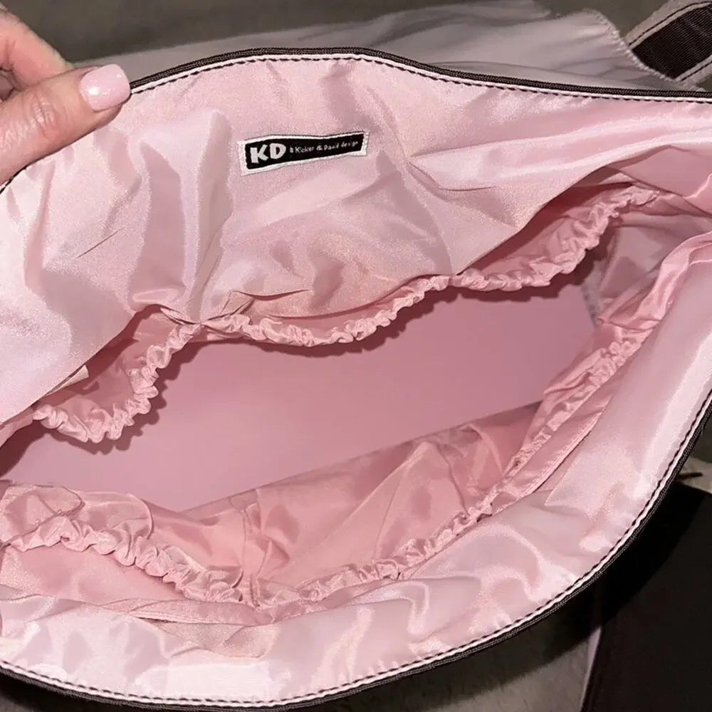 NWT Kalencom Silver Spoon Hannah's Messenger Diaper Bag Pink and Brown